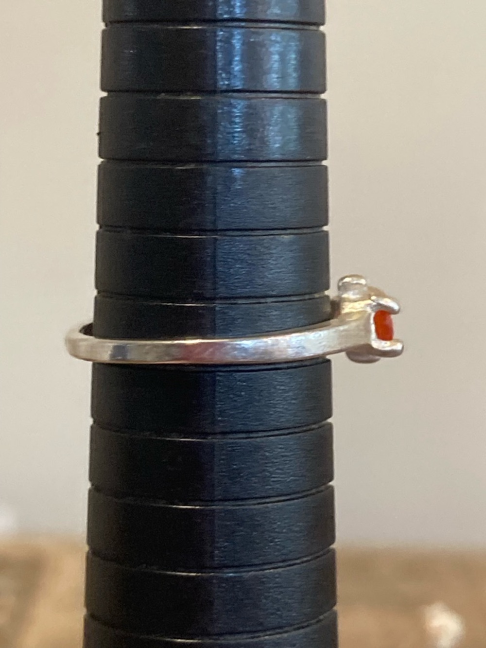 Sterling Silver Orange Gemstone Ring • Size 9 • Handmade Look • Wonky Prong - Picture 13 of 16